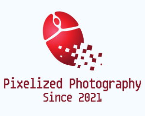 Red Pixel Mouse  logo design