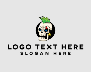 Skull Punk Rock Skeleton logo design