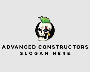 Skull Punk Rock Skeleton logo design