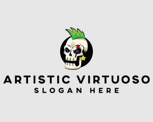 Skull Punk Rock Skeleton logo design