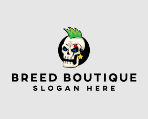 Skull Punk Rock Skeleton logo design