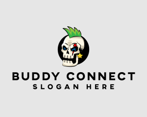 Skull Punk Rock Skeleton logo design