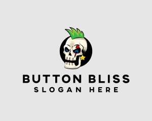 Skull Punk Rock Skeleton logo design