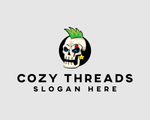 Skull Punk Rock Skeleton logo design