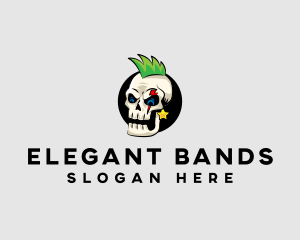 Skull Punk Rock Skeleton logo design