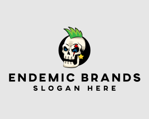 Skull Punk Rock Skeleton logo design