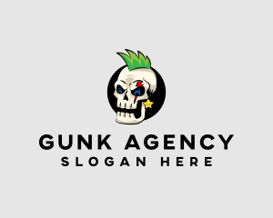 Skull Punk Rock Skeleton logo design