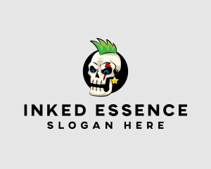 Skull Punk Rock Skeleton logo design