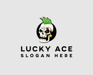 Skull Punk Rock Skeleton logo design