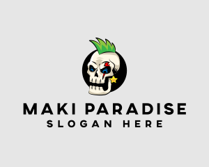 Skull Punk Rock Skeleton logo design