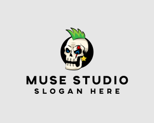 Skull Punk Rock Skeleton logo design