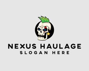 Skull Punk Rock Skeleton logo design