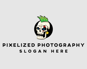 Skull Punk Rock Skeleton logo design