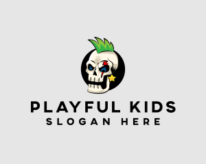 Skull Punk Rock Skeleton logo design