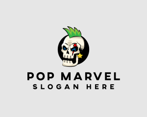 Skull Punk Rock Skeleton logo design