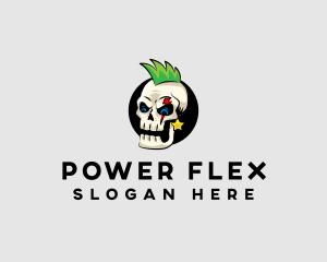 Skull Punk Rock Skeleton logo design