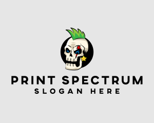 Skull Punk Rock Skeleton logo design