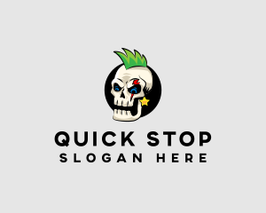 Skull Punk Rock Skeleton logo design