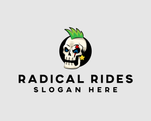 Skull Punk Rock Skeleton logo design