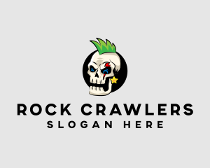 Skull Punk Rock Skeleton logo design