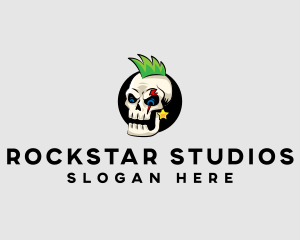 Skull Punk Rock Skeleton logo design