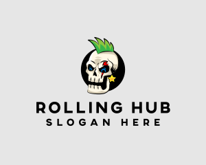 Skull Punk Rock Skeleton logo design