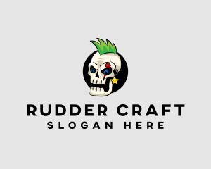 Skull Punk Rock Skeleton logo design