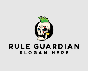 Skull Punk Rock Skeleton logo design