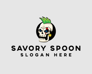 Skull Punk Rock Skeleton logo design