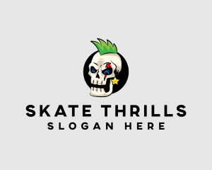 Skull Punk Rock Skeleton logo design