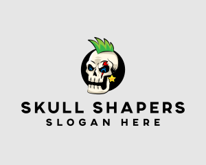 Skull Punk Rock Skeleton logo design