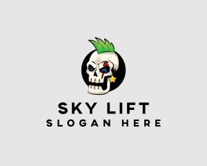 Skull Punk Rock Skeleton logo design