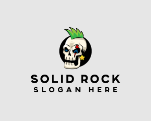 Skull Punk Rock Skeleton logo design