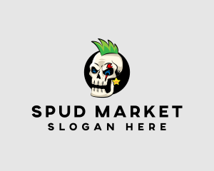 Skull Punk Rock Skeleton logo design