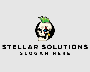 Skull Punk Rock Skeleton logo design