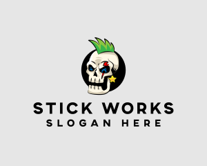 Skull Punk Rock Skeleton logo design