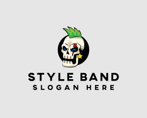 Skull Punk Rock Skeleton logo design