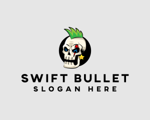 Skull Punk Rock Skeleton logo design