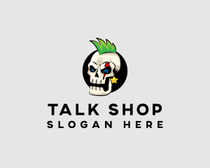 Skull Punk Rock Skeleton logo design