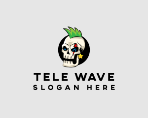 Skull Punk Rock Skeleton logo design