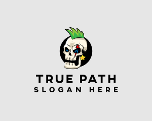 Skull Punk Rock Skeleton logo design