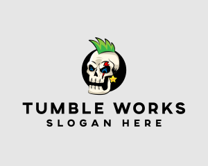 Skull Punk Rock Skeleton logo design