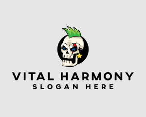 Skull Punk Rock Skeleton logo design