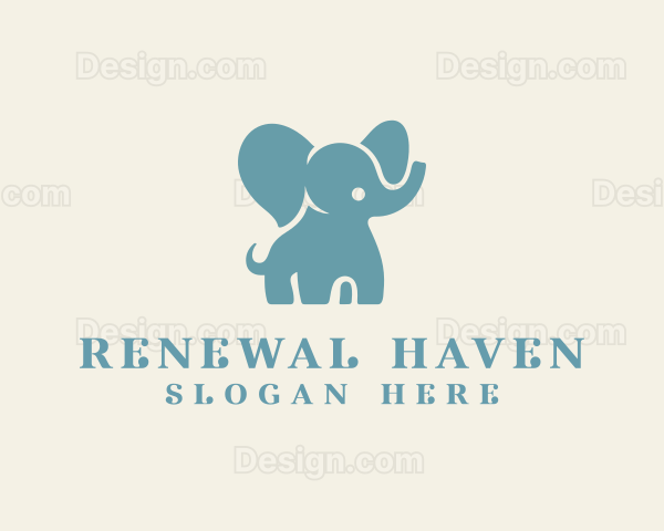 Cute Elephant Zoo Logo