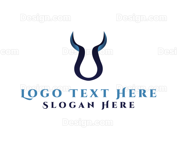 Buffalo Horns Letter U Logo