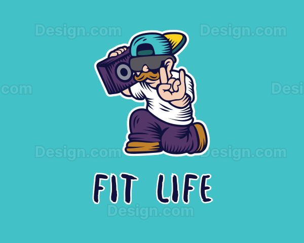 Boombox Hip Hop Dude Logo