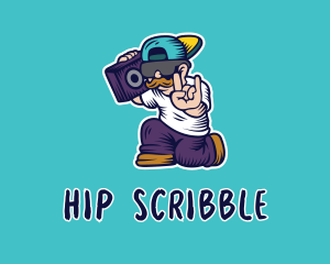 Boombox Hip Hop Dude  logo design