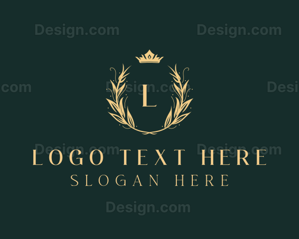 Golden Crown Wreath Logo