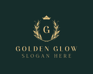 Golden Crown Wreath logo design