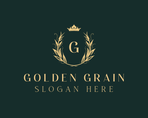 Golden Crown Wreath logo design